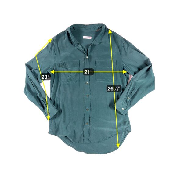 Equipment Femme Silk Shirt Blouse Button Up M Green Professional Timeless Preppy - Picture 11 of 11